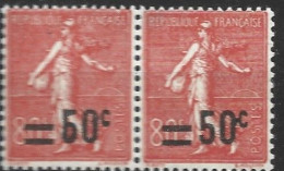 FRANCE N°  221 50C S 85C ROUGE TYPE SEMEUSE LIGNEE 5 FERME TENANT A NORMAL NEUF SANS CHARNIERE - Nuovi