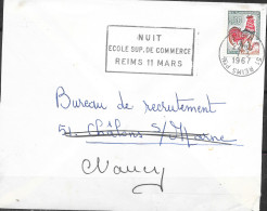 Curiosité 51 Reims Ppal 7-3 1967 " Couronne Du Timbre à Date Renversée - Storia Postale