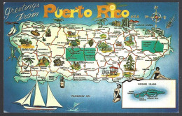 (PAN)  CP Pub.by Rahola Photo Supply,Santurce-Greetings From Puerto Rico -cartographie. Unused - Landkarten