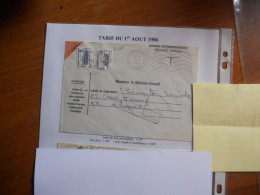 Tarif Du 1-8-86 : Franchise Postale Pour 1e Ech Or Tarif De La Lettre Est à 50 G - 1960-.... Brieven & Documenten