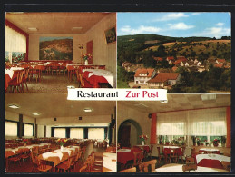 AK Lauten Weschnitz / Odenwald, Ortspartie Mit Restaurant Zur Post, Innenansichten Speisesaal  - Odenwald