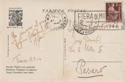 CARTOLINA LUOGOTENENZA L.2 1946 TIMBRO TARGHETTA FIERA DI MILANO (XP388 - Poststempel