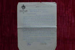 1933 Signed Letter J. Favre President  Club Alpin Suisse To H F. Montagnier Explorer Mountaineer - Writers