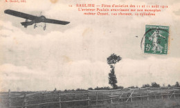 SAULIEU (Côte-d'Or) - Fêtes D'Aviation 11-12 Août 1912, L'aviateur Poulain Atterissant, Avion Monoplan, Voyagé (2 Scans) - Saulieu