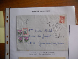 Tarif Du 1-08-1980 : Lettre Aff à 0F10 Or Tarif 1F20 : Taxe Fixe 2F + 1F10 Pour Ins. Lettre De Dombasle - 1960-.... Brieven & Documenten