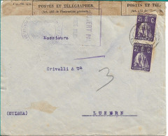 WW1 , 1915 Censored Letter From Portimão Portugal To Luzern  Switzerland , French Censor Stamps And Label , Pontarlier - Prima Guerra Mondiale