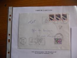 Tarif Du 2-08-1976 : Lettre Aff 30 Cts Taxé Au Double De L'insu. Soit F Postée à Langres - 1960-.... Brieven & Documenten