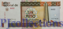 BANCO NACIONAL 1 PESO CONVERTIBLES 1994 PICK FX37 AU/UNC PREFIX "AA02" - Cuba