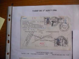 Tarif Du 1-08-1986 : Carte Taxée 2 Fois Pour 2 Présentation : Cornimont Et Remiremont - 1960-.... Brieven & Documenten