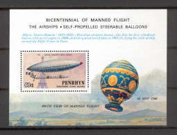 Penrhyn 1984 Zeppelin - Balloοn MS MNH - Zeppelin