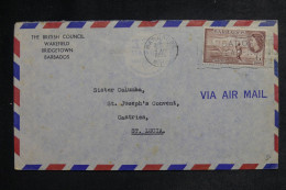 BARBADES - Lettre Commerciale Par Avion > Ste Lucie - 1956 - M 1316 - Barbados (...-1966)