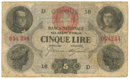 5 LIRE BANCA NAZIONALE NEL REGNO D'ITALIA NUOVO TIPO 30/10/1867 QBB - Otros & Sin Clasificación