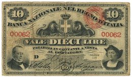 10 LIRE BANCA NAZIONALE NEL REGNO D'ITALIA CAVOUR COLOMBO 24/01/1868 MB/BB - Otros & Sin Clasificación