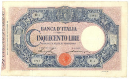 500 LIRE BARBETTI GRANDE C MATRICE LATERALE TESTINA DECRETO 15/10/1908 QBB - Regno D'Italia - Altri