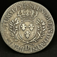 1/5 ECU ARGENT 1728 D LYON AUX RAMEAUX D'OLIVIER LOUIS XV FRANCE / SILVER - 1715-1774 Louis  XV The Well-Beloved