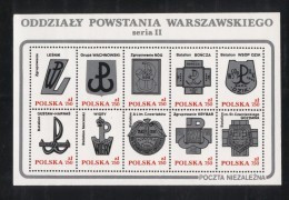 POLAND SOLIDARNOSC SOLIDARITY WW2 WARSAW UPRISING BATTALION BADGES SERIES 2 SHEETLET PERF Freedom From Nazi Germany - Viñetas Solidarnosc