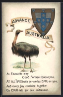 Präge-AK Australia, Wappen, Emu  - Autres & Non Classés