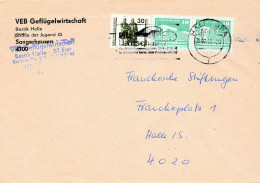 DDR Brief 1990 Wendepost Mif. , VEB Geflügelwirtschaft Halle - Storia Postale