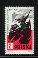 POLAND 1964 20TH ANNIV OF WARSAW UPRISING MNH - WAR GHETTO JUDAICA FREEDOM FIGHTERS WW2 - Ongebruikt
