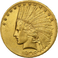 États-Unis, $10, Eagle, Indian Head, 1908, U.S. Mint, Or, TTB+, KM:130 - 5$ - Half Eagles - 1908-1929: Indian Head (Tête Indien)