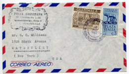 Guatemala 1963 Airmail Cover; Quezaltenango To Watervliet, New York; Scott 383 Plaza Italia & C255 Independence - Guatemala