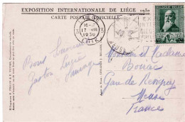 BELGIQUE N°299 Zénobe Gramme (y&t) Liège 17 Août 1930 Pour Gare De Revigny - CP Exposition De Liège - Covers & Documents