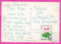 294491 / Hungary - Budapest - 5 View Night Panorama Bridge Monument PC 1973 USED 60 F. Cyclamen Purpurascens Flowers - Storia Postale