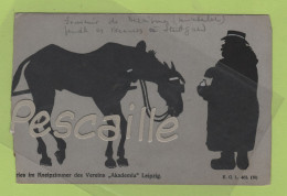 CP ALLEMANDE SILHOUETTES DE CHEVAL ET HOMME - ..RIES IM KNEIPZIMMER DES VEREINS " AKADEMIA " LEIPZIG - E.G.L. 403 (16) - Scherenschnitt - Silhouette