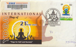 India - 2024 - 10th International  Day Of Yoga - 21.6.2024 - Special Post Mark On Commemorative Cover. ( D) - Storia Postale