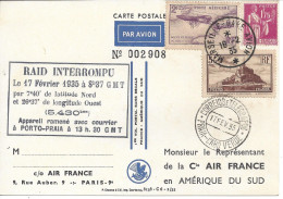 PA N° 7 Sur CARTE - RAID INTERROMPU à DESTINATION AMERIQUE Du SUD - 1927-1959 Storia Postale