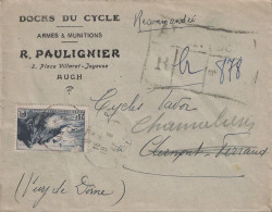 GERS -  AUCH - LETTRE ENTETE CYCLE RPAULIGNIER - RECOMMANDEE PROVISOIRE DU 19-9-1947. - Tariffe Postali