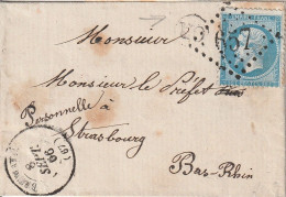 France Alsace Lettre Sans Correspondance Brumath + OR 1866 - Cartas & Documentos