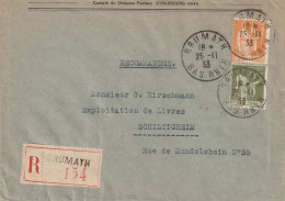 France Alsace Lettre Recommandée Brumath 1933 - Cartas & Documentos