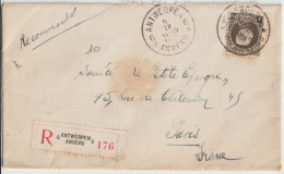 1923 - BELGIQUE - SEUL SUR LETTRE RECOMMANDEE De ANVERS => PARIS - Covers & Documents