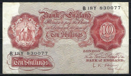 Great Britain 1948-1960 Bank Of England 10 Shillings Banknote P-368c Sign. L. K. O'Brien Circulated - 10 Schillings
