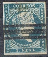 Sello 1 Real Azul Isabel II 1856, Anulado Barrado,   Edifil Num 49S º - Gebruikt