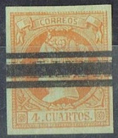 Sello 4 Cuartos Naranja De Isabel II 1860, Anulado Barrado,   Edifil Num 52S º - Gebruikt