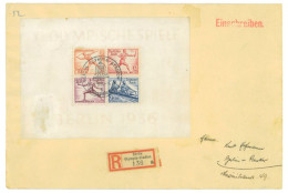 P3569 - OLYMPIC GAMES BERLIN 1936 , BLOCK 6 1.8L36 FDC. SPECDIAL CANCELLATION AND REGISTRATION LABEL. - Summer 1936: Berlin