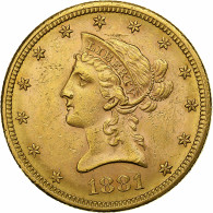 États-Unis, $10, Eagle, Coronet Head, 1881, U.S. Mint, Or, TTB+, KM:102 - 10$ - Eagle - 1866-1907: Coronet Head