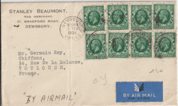 GB - 1936 - SUPERBE AFFRANCHISSEMENT Sur LETTRE AIRMAIL De DEWSBURY => TOULOUSE - Lettres & Documents