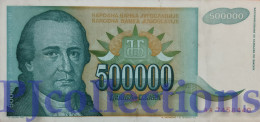 YUGOSLAVIA 500000 DINARA 1993 PICK 131 AU+ PREFIX "AA" - Yugoslavia