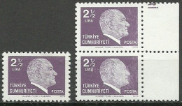 Turkey; 1979 Regular Issue Stamp 2 1/2 L. ERROR "Sloppy Print" - Ongebruikt