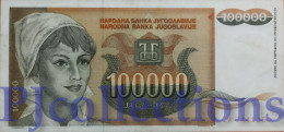 YUGOSLAVIA 100000 DINARA 1993 PICK 118 AU+ REPLACEMENT PREFIX "ZA" - Yugoslavia