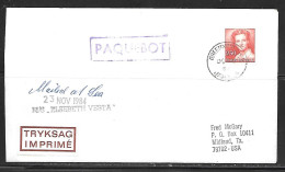 1984 Kingston Jamaica Paquebot With Denmark Stamp, Mailed At Greenwich - Jamaica (1962-...)