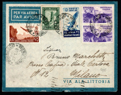 SOMALIA ITALIANA, BUSTA 1939, SASS. 218 +AOI (9+A4)+2 ETIOPIA , MOGADISCIO X MI - Somalia