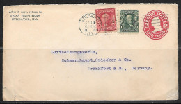 1908 Streator Ill (Dec 14) To Germany, 2c Envelope, 1c Franklin & 2c Washington  - Storia Postale