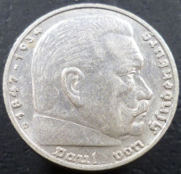 Germania - 5 Reichsmark 1936 D - Paul Von Hindenburg/Aquila Senza Svastica - KM# 86 - 5 Reichsmark