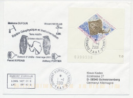 Cover / Postmark / Cachet T.A.A.F 2001 Geophysics - Penguin  - Arctic Expeditions