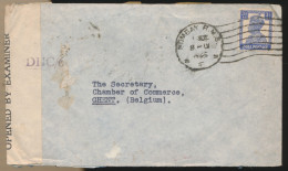 ENVELOPPE 1945 OPENED BY EXAMINER.  BOMBAY TO GHENT BELGIUM.  PASSED DHC/21. 2 SCANS - Covers