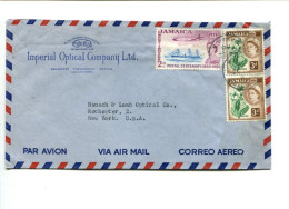 JAMAIQUE - Affranchissement Sur Lettre Par Avion - Queen Elisabeth / Bateau / Avion / Fleur - Jamaïque (...-1961)